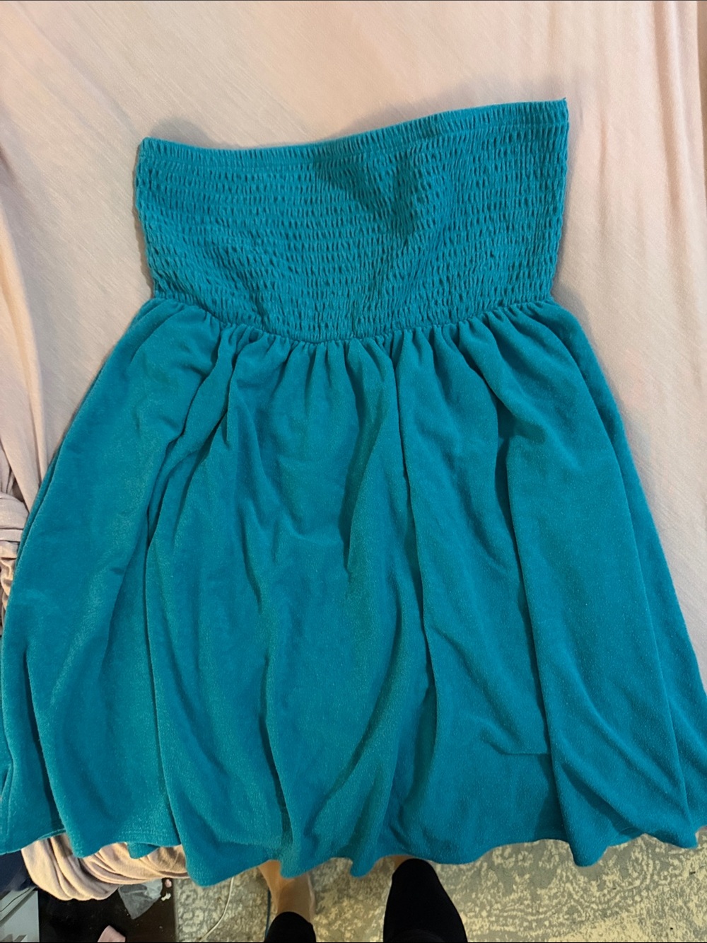 torrid Teal Strapless Smocked Dress